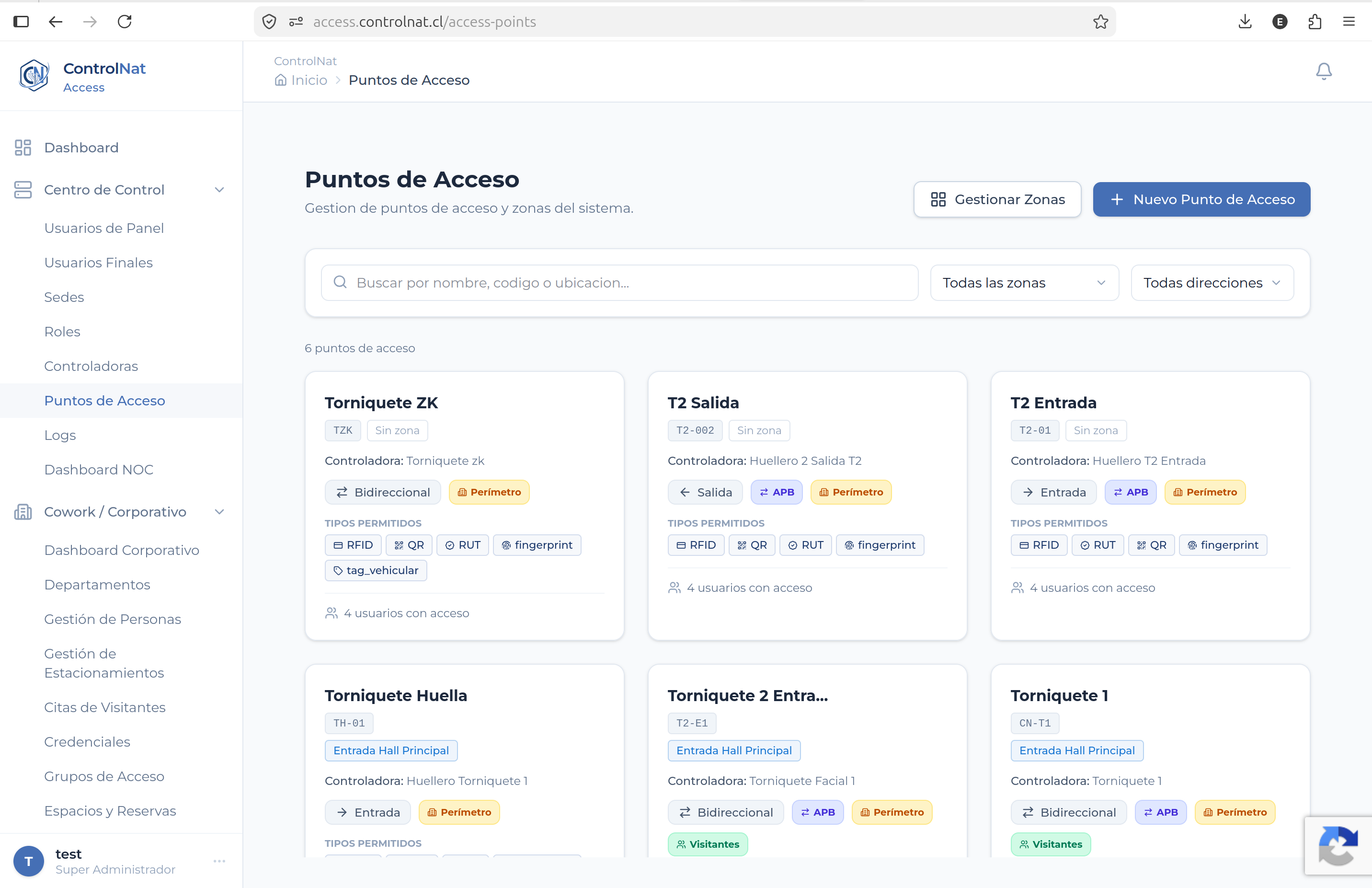 Hardware ControlNat — Hub y periféricos de control de acceso